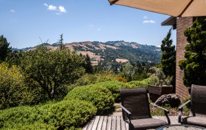 The back porch view goes on nearly forever, uniting the distant hills to the edge of the yard