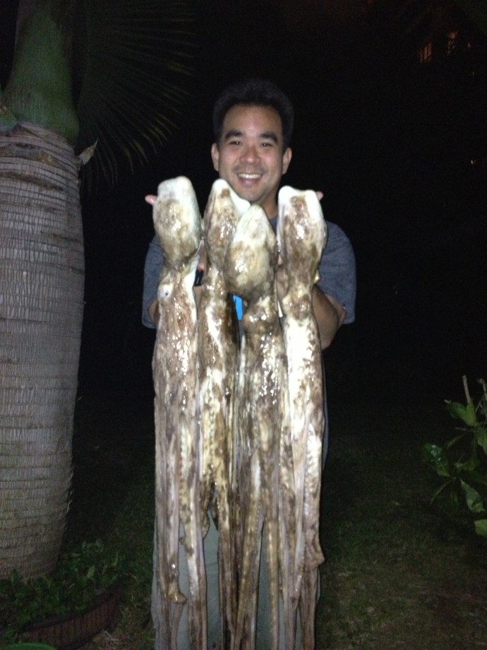 Brandon Tengan and a tako catch